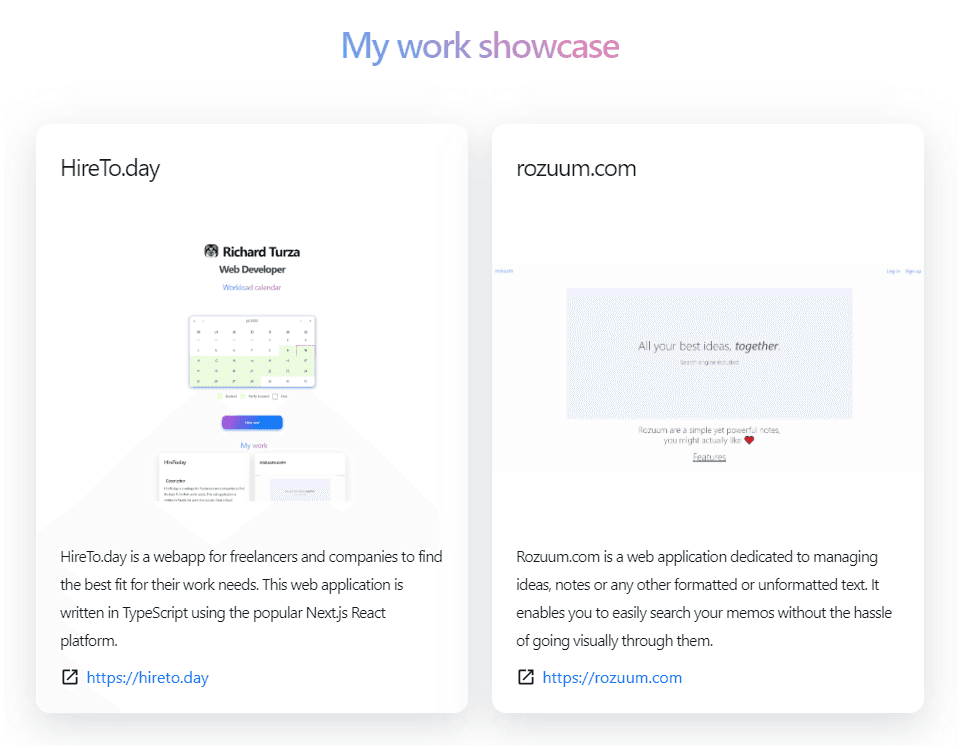 work showcase